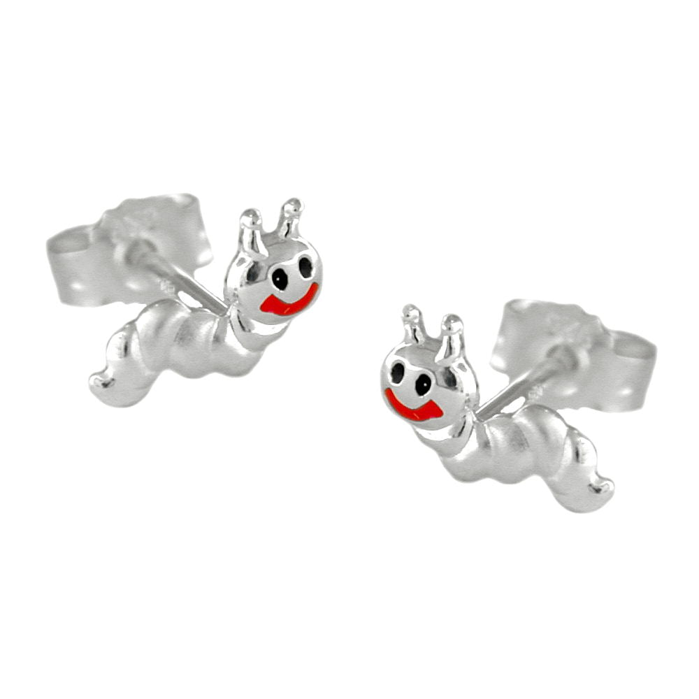 Ørestikker 8x3mm børneørering Lille orm mat-skinnende sølv 925