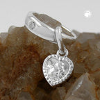 Vedhæng 12x3mm dåbsring med hjerte Angel Cubic Zirconia sølv 925