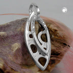Vedhæng 30x12mm spids oval med zirkoniaer skinnende sølv 925