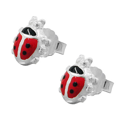 Ørestikker 8x7mm børneørering Ladybug Sølv 925