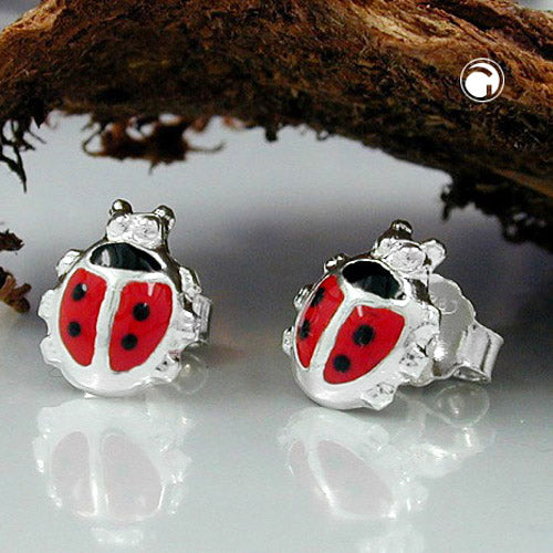 Ørestikker 8x7mm børneørering Ladybug Sølv 925
