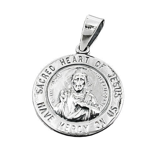 Vedhæng 26mm Sacred Heart Veneration Mørk Spidset Sølv 925