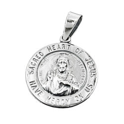 Vedhæng 26mm Sacred Heart Veneration Mørk Spidset Sølv 925