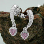 Ørestikker 20x5mm med hjerte Zirconia Pink og bogstaver LOVE ME Silver 925