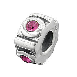 Pendal 10x5mm perlebeklædning med 4 glassten Pink Rhodium belagt sølv 925