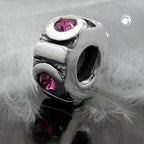 Pendal 10x5mm perlebeklædning med 4 glassten Pink Rhodium belagt sølv 925