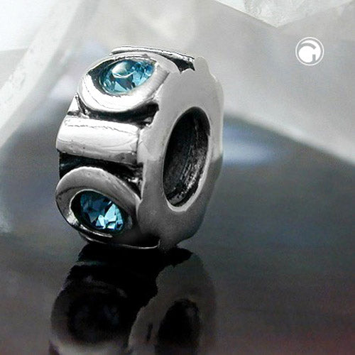 Pendel 10x5mm Perlebeklædning med 4 glassten Lyseblå Rhodiumbelagt Sølv 925