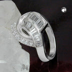 Ring 17 mm med mange kubiske zirkonier skinnende rhodiumbelagt sølv 925 ring størrelse 60
