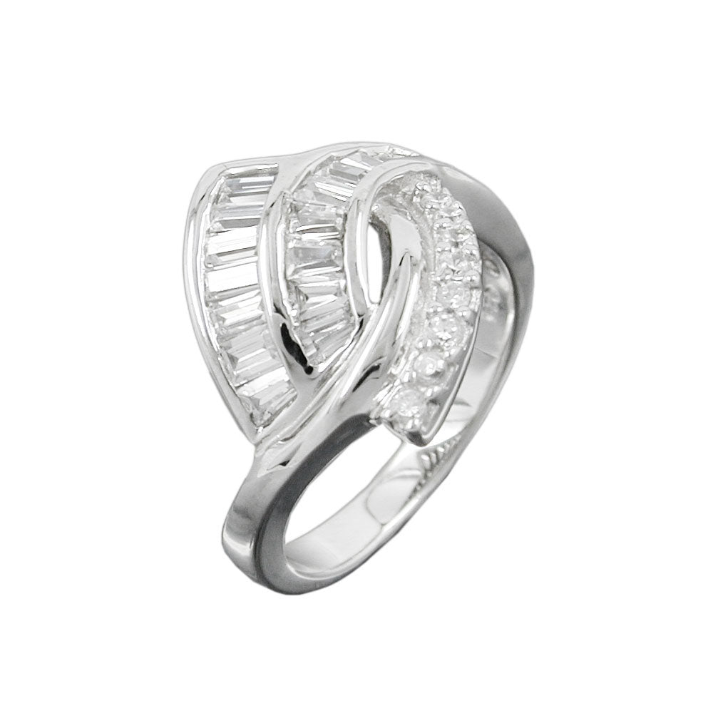 Ring 17 mm med mange kubiske zirkonier skinnende rhodiumbelagt sølv 925 ring størrelse 60