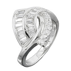 Ring 17 mm med mange kubiske zirkonier skinnende rhodiumbelagt sølv 925 ring størrelse 60