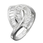 Ring 17 mm med mange kubiske zirkonier skinnende rhodiumbelagt sølv 925 ring størrelse 60