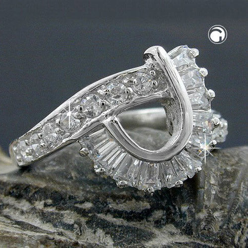 Sølvring med hvide zirkonia, 14 mm