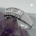 Ring 7 mm med mange zirkonier skinnende rhodiumbelagt sølv 925