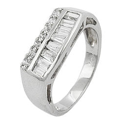 Ring 7 mm med mange zirkonier skinnende rhodiumbelagt sølv 925