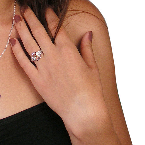 Ring 11 mm med zirkoniatopas, hvid, skinnende rhodiumbelagt sølv 925, ringstørrelse 54