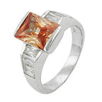 Ring 11 mm med zirkoniatopas, hvid, skinnende rhodiumbelagt sølv 925, ringstørrelse 54