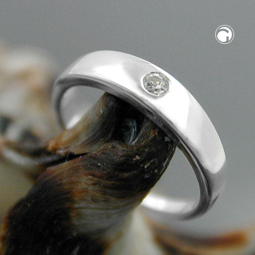 Vedhæng 11x2mm dåbsring med kubisk zirkonia sølv 925