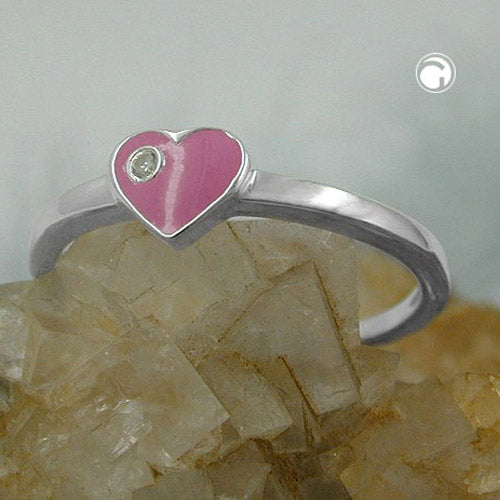 Ring Børnering med hjerte Pink Sølv 925