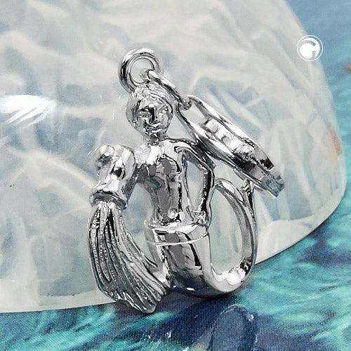 Vedhæng 16x12mm Charm Aquarius Skinnende Rhodium-belagt sølv 925