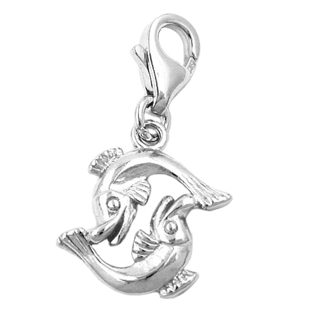 Vedhæng 14x14mm charm fisk skinnende rhodium belagt sølv 925