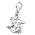 Vedhæng 14x14mm charm fisk skinnende rhodium belagt sølv 925