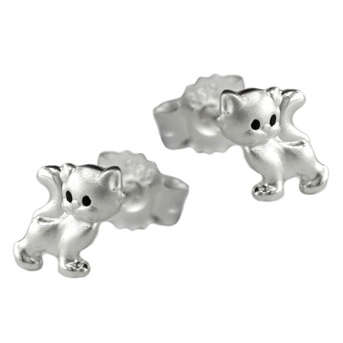 Ørestikker 6x5mm børneøreringe Kat Matt Blank Sølv 925