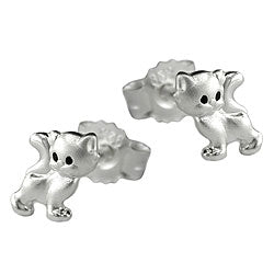 Ørestikker 6x5mm børneøreringe Kat Matt Blank Sølv 925