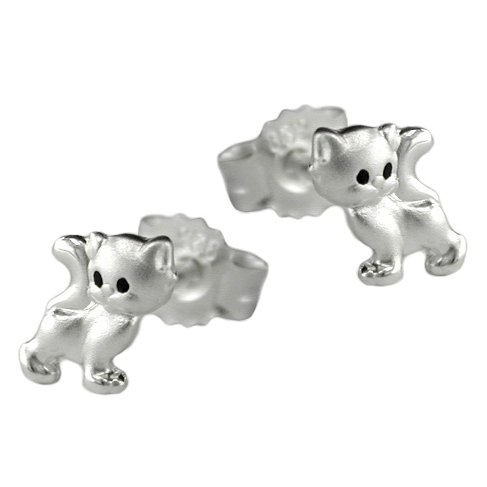 Ørestikker 6x5mm børneøreringe Kat Matt Blank Sølv 925