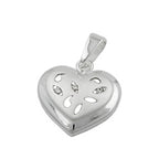 Vedhæng 14x14mm hjerte med 3 kubiske zirkonier Matt blank sølv 925