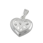 Vedhæng 14x14mm hjerte med 3 kubiske zirkonier Matt blank sølv 925