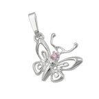 Pendler 14x13mm filigran sommerfugl med kubisk zirkonia Pink Sølv 925
