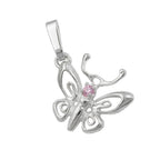 Pendler 14x13mm filigran sommerfugl med kubisk zirkonia Pink Sølv 925