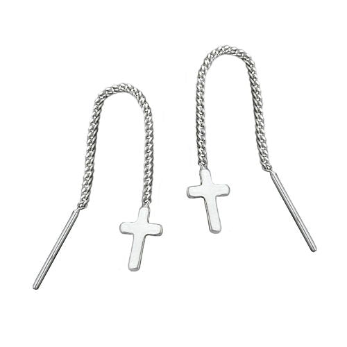 Gennemtrækskæde 52x5mm kantsten med Cross Silver 925