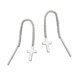 Gennemtrækskæde 52x5mm kantsten med Cross Silver 925