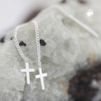 Gennemtrækskæde 52x5mm kantsten med Cross Silver 925