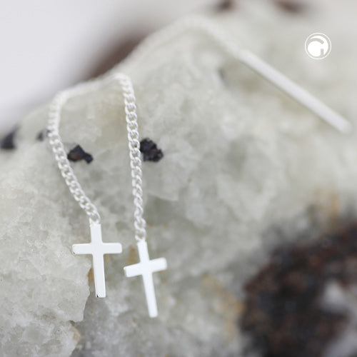 Gennemtrækskæde 52x5mm kantsten med Cross Silver 925