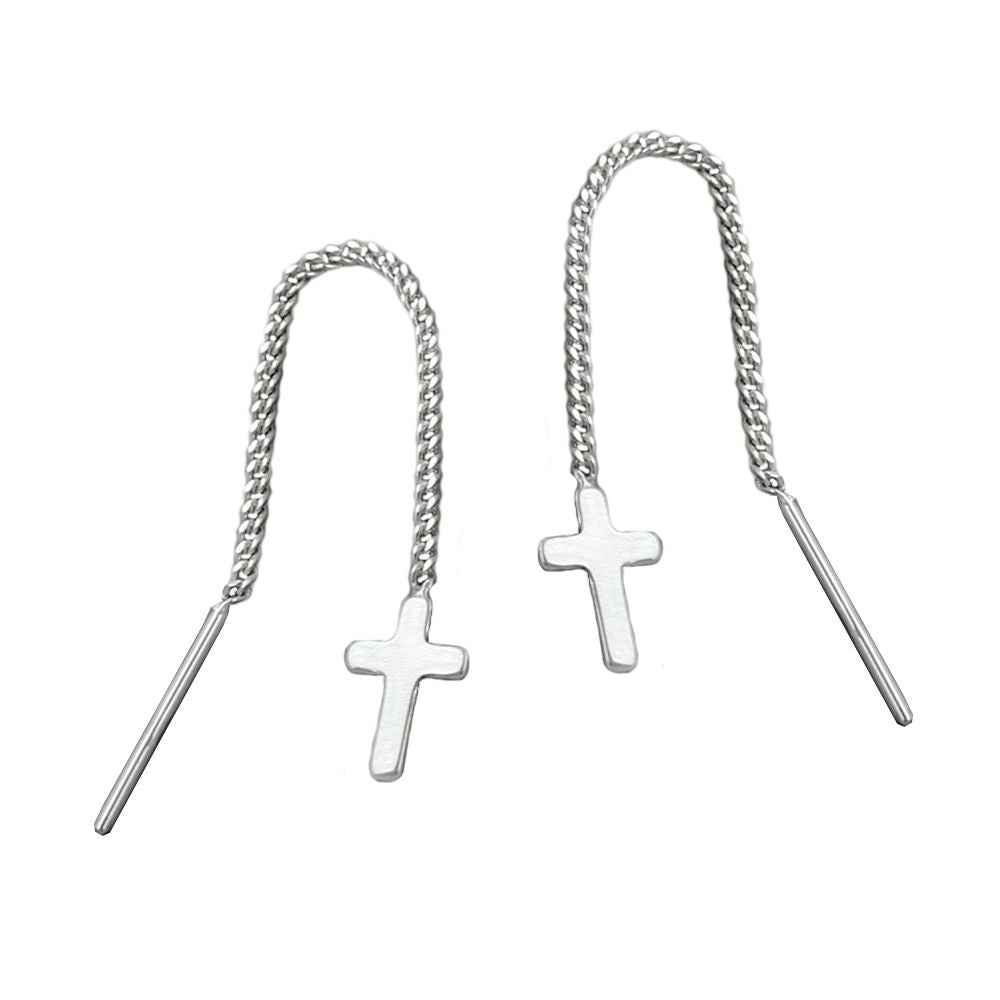Gennemtrækskæde 52x5mm kantsten med Cross Silver 925