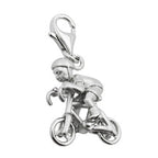 Vedhæng 17x14x7mm Charm Cyclist Rhodium belagt sølv 925