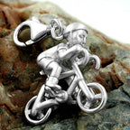 Vedhæng 17x14x7mm Charm Cyclist Rhodium belagt sølv 925