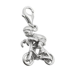 Vedhæng 17x14x7mm Charm Cyclist Rhodium belagt sølv 925