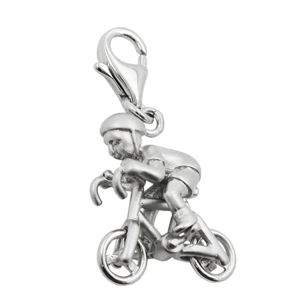 Vedhæng 17x14x7mm Charm Cyclist Rhodium belagt sølv 925