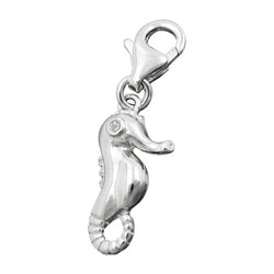 Vedhæng 16x8mm charm Seahorse med zirkonia skinnende rhodiumbelagt sølv 925