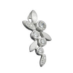 Vedhæng 23x11mm blomstergren med zirkoniaer Matt-blank sølv 925
