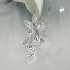 Vedhæng 23x11mm blomstergren med zirkoniaer Matt-blank sølv 925