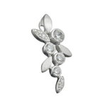 Vedhæng 23x11mm blomstergren med zirkoniaer Matt-blank sølv 925