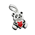 Vedhæng 13x9mm Panda Bear farvet Lakeret Sølv 925