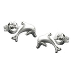 Ørestikker ørering 10x5mm springdelfin mat skinnende rhodiumbelagt sølv 925
