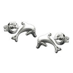 Ørestikker ørering 10x5mm springdelfin mat skinnende rhodiumbelagt sølv 925