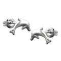 Ørestikker ørering 10x5mm springdelfin mat skinnende rhodiumbelagt sølv 925