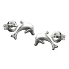 Ørestikker ørering 10x5mm springdelfin mat skinnende rhodiumbelagt sølv 925